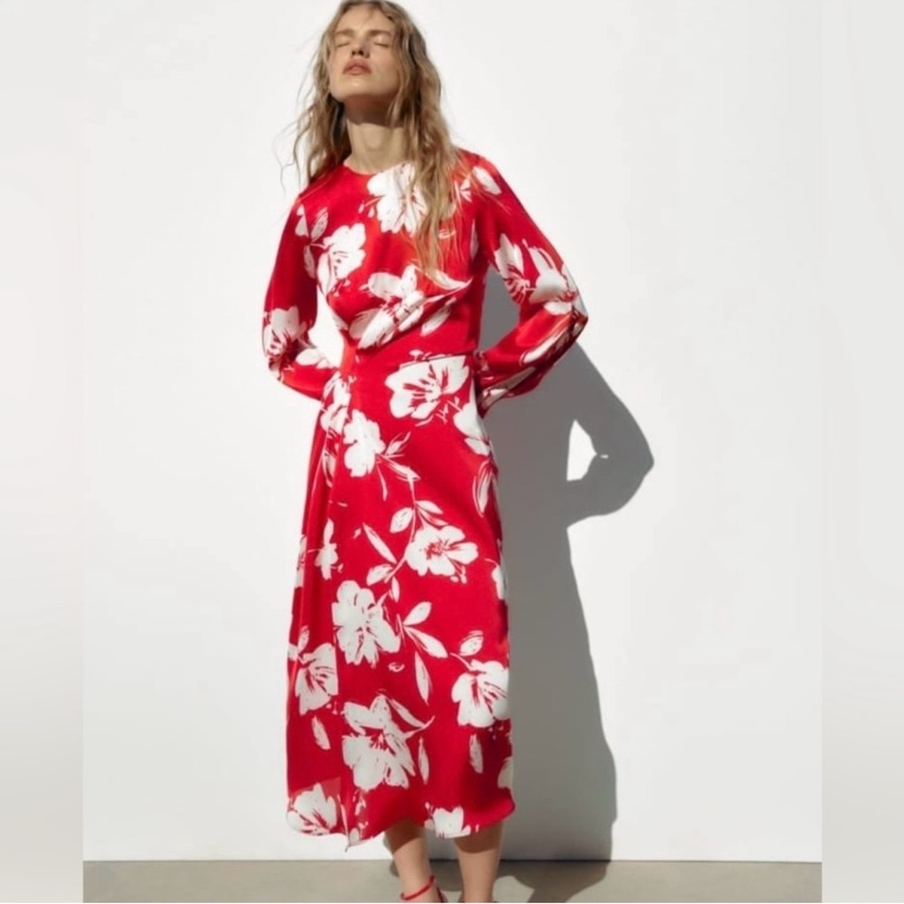 Zara Red and White Bishop Sleeve Sundress